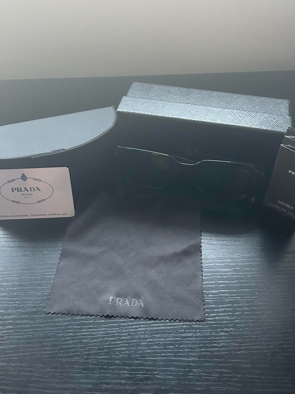 Prada Black Men's Sunglasses with Black Cleaning Cloth and Case